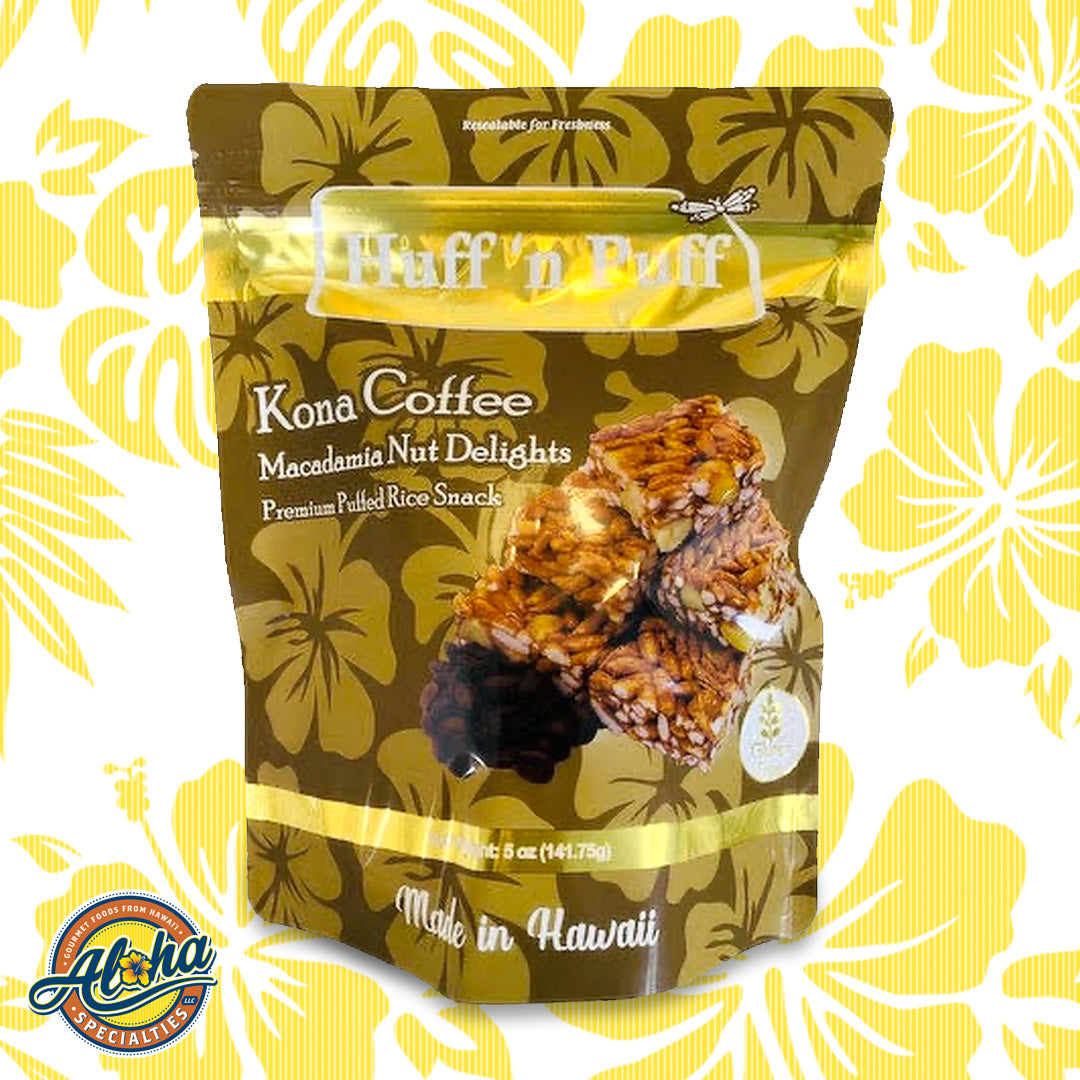 Huff n Puff Kona Coffee Macadamia Nut Delights Okoshi Japanese Puffed