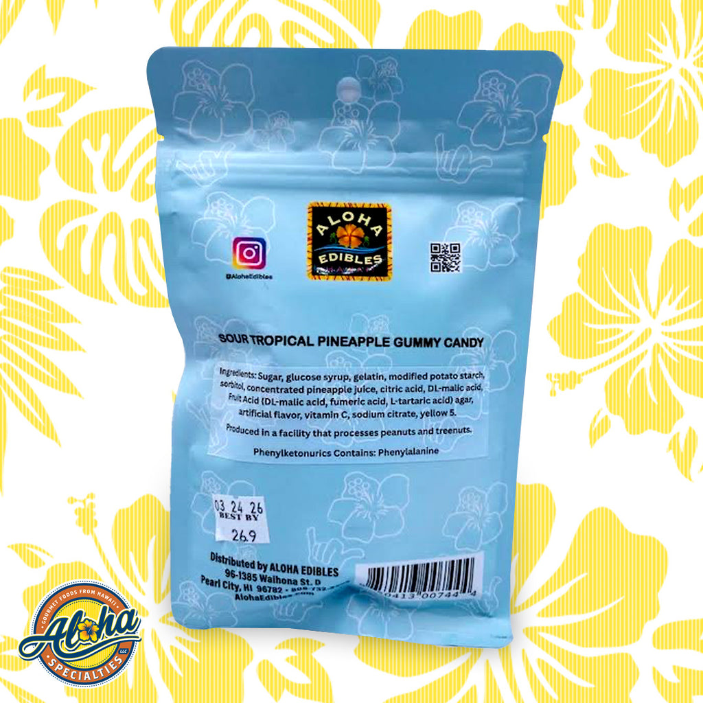 Aloha Edibles Sour Tropical Pineapple Candy Information