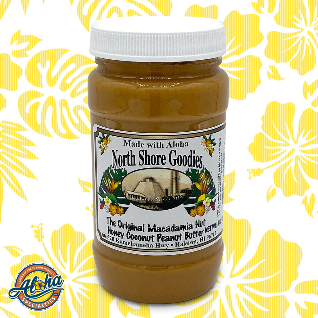 North Shore Goodies Macadamia Nut Honey Coconut Peanut Butter 8oz Jar